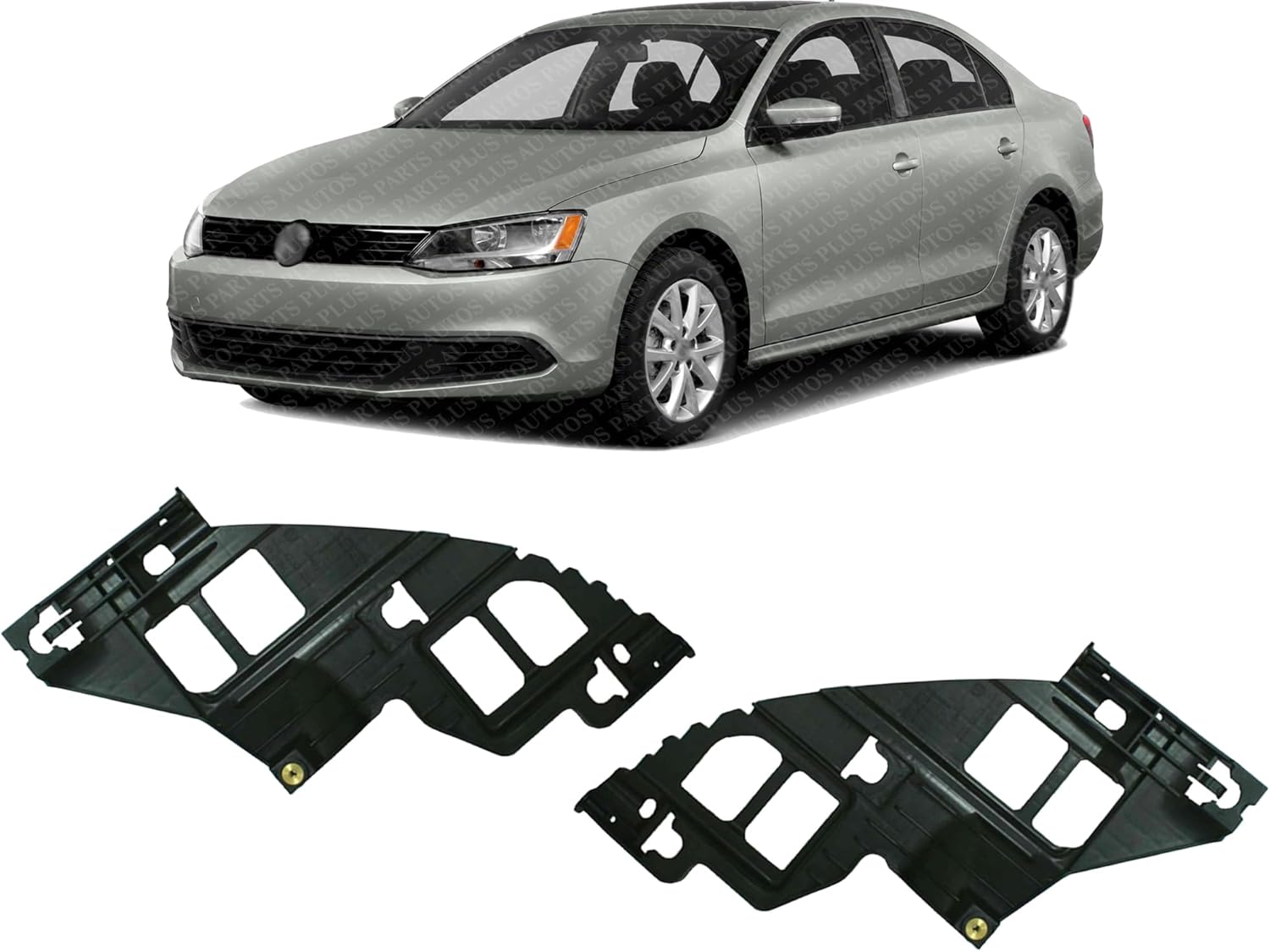 Set Of 2 Front Bumper Cover Inner Brackets Left Driver & Right Passenger Side Direct Replacement Compatible With 2010-2014 Volkswagen Jetta/Golf/GTI VW1043102 VW1042102 5K0807227A