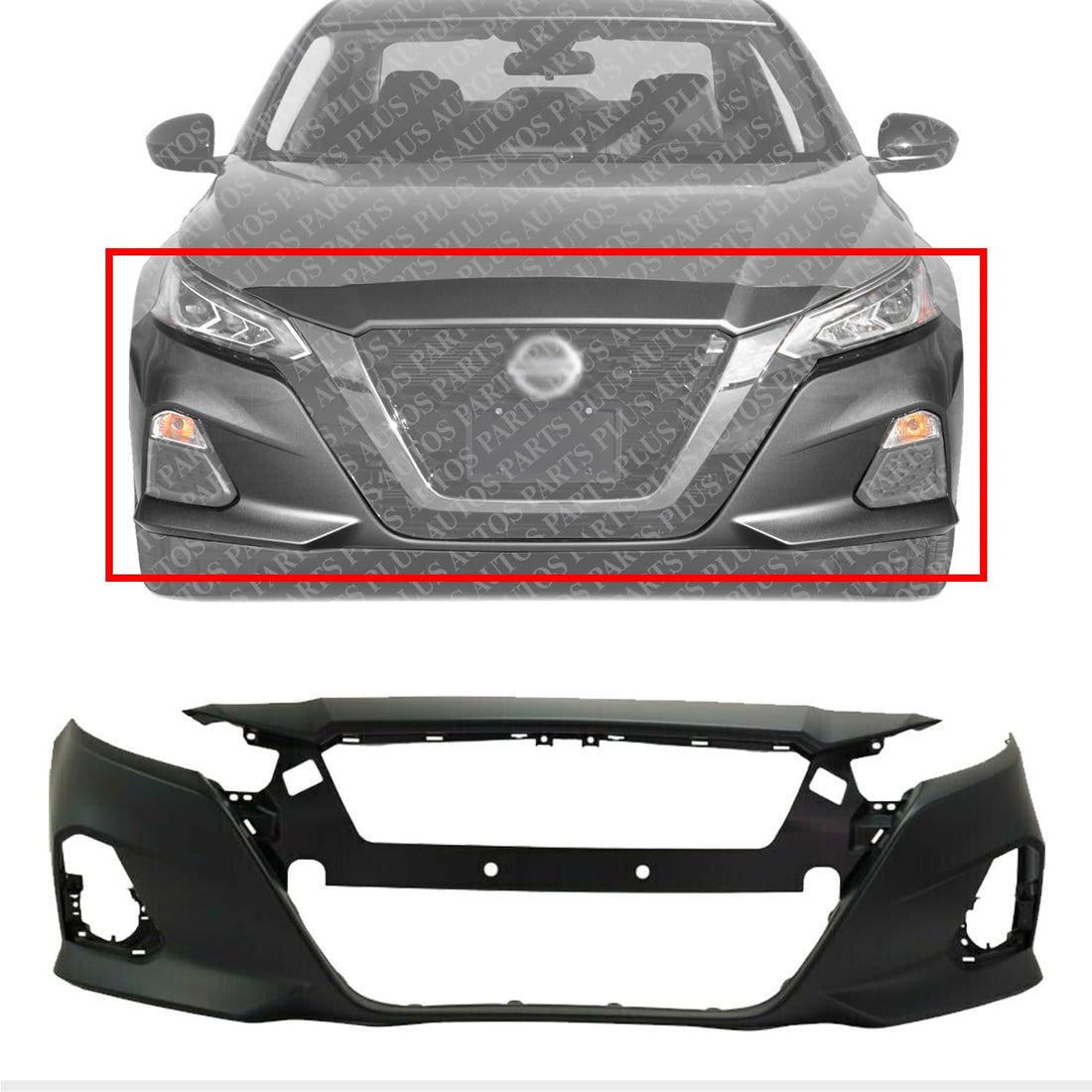 Front Bumper Cover Primed with Fog light Holes Direct Replacement Compatible With 2019-2022 Nissan Altima S SL SR SV Sedan NI1000324 620226CA0H