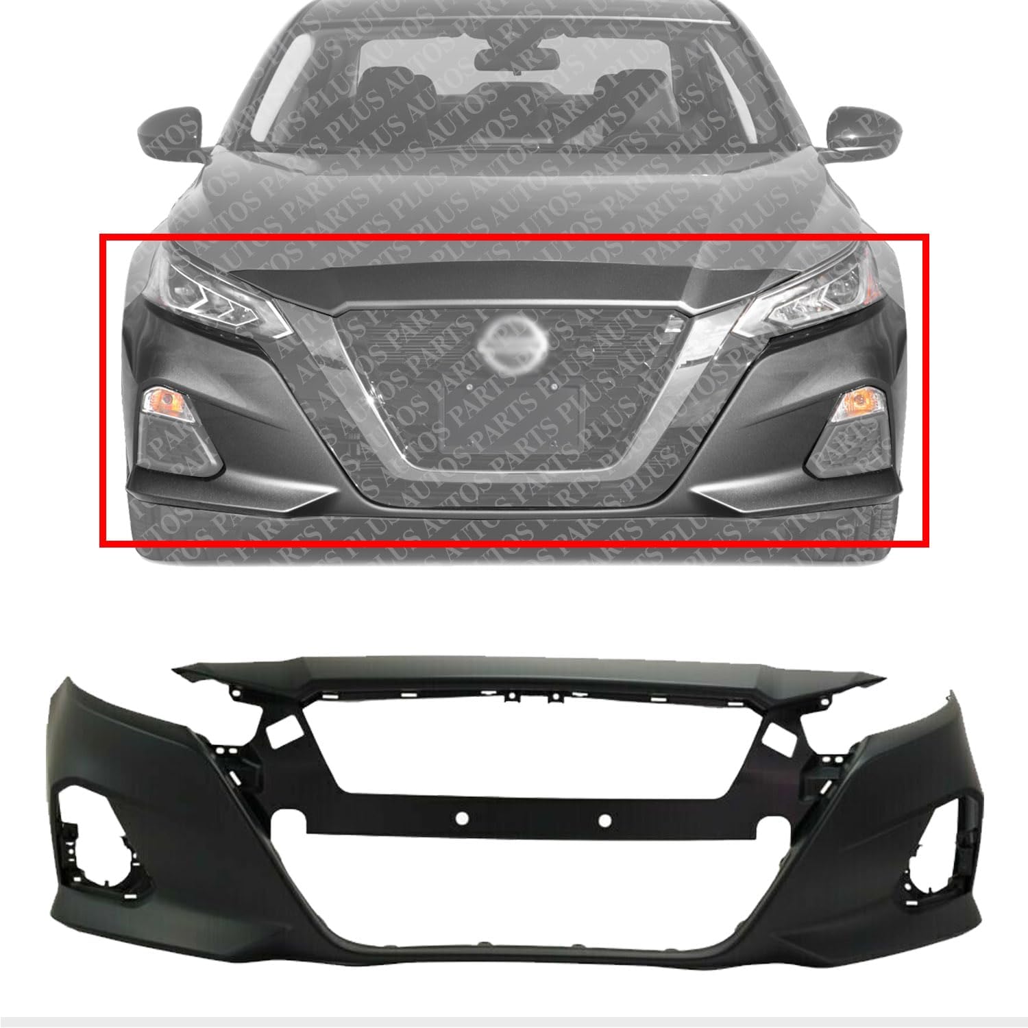 Front Bumper Cover Primed with Fog light Holes Direct Replacement Compatible With 2019-2022 Nissan Altima S SL SR SV Sedan NI1000324 620226CA0H