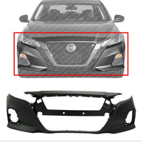 Front Bumper Cover Primed with Fog light Holes Direct Replacement Compatible With 2019-2022 Nissan Altima S SL SR SV Sedan NI1000324 620226CA0H