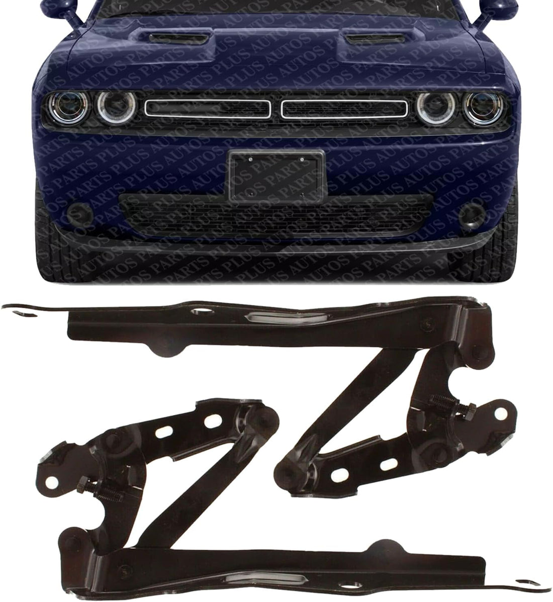 Set of 2 Front Hood Hinge Steel Left Driver & Right Passenger Side Direct Replacement Compatible with 2007-2010 Chrysler 300/2008-2023 Challenger CH1236115 CH1236116 5065264AL