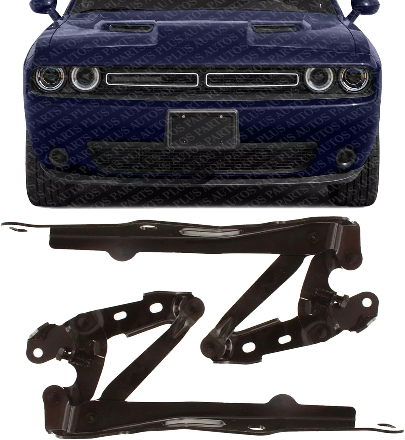 Set of 2 Front Hood Hinge Steel Left Driver & Right Passenger Side Direct Replacement Compatible with 2007-2010 Chrysler 300/2008-2023 Challenger CH1236115 CH1236116 5065264AL