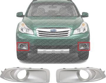 Set Of 2 Front Fog Light Trim Primed Plastic Left Driver & Right Passenger Side Direct Replacement Compatible With 2010-2012 Subaru Outback SU1038101 SU1039101 57731AJ42A 57731AJ43A
