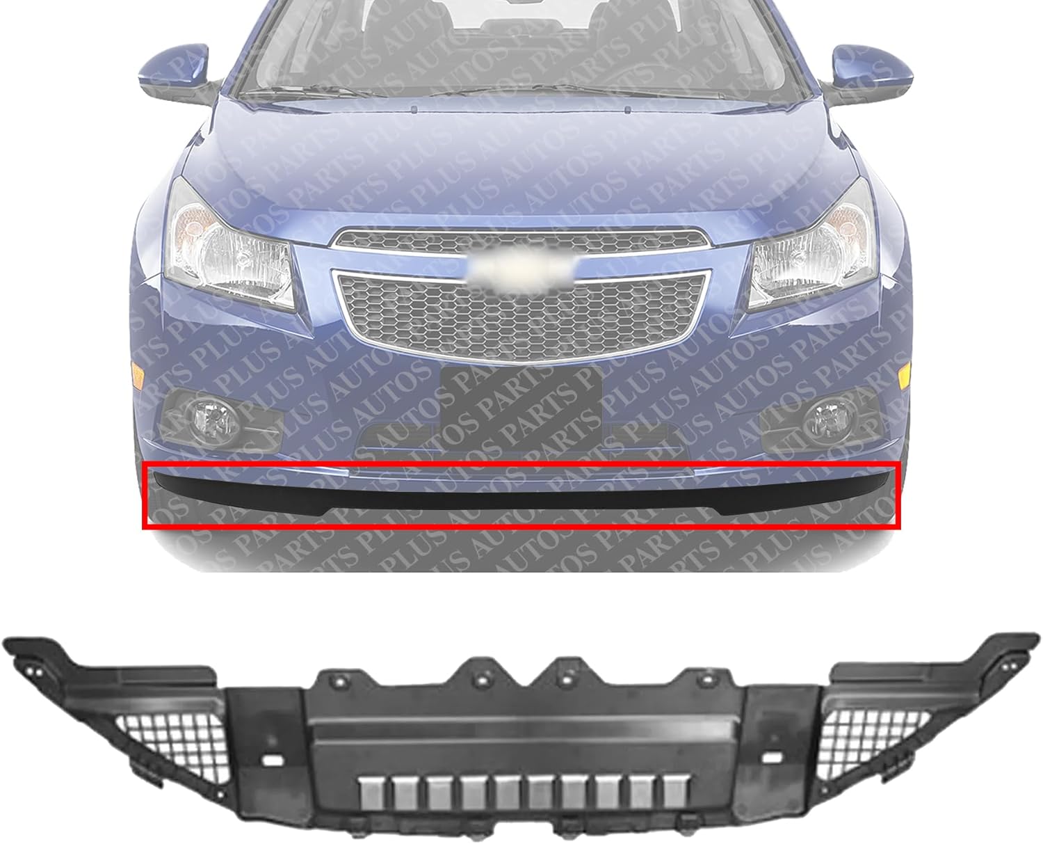 AUTOS PARTS PLUS Front Bumper Lower Valance Textured Direct Replacement Compatible With 2011-2015 Chevrolet Cruze / 2016 Limited GM1228149 95212249