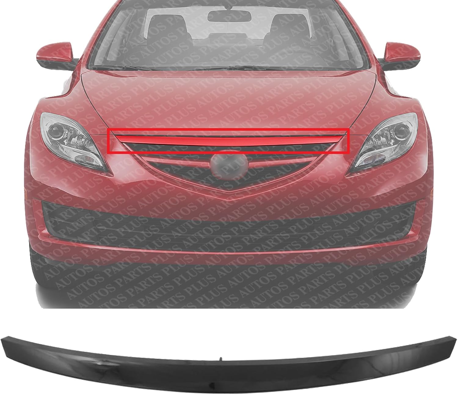 Front Grille Molding Primed Direct Replacement Compatible with 2009-2013 Mazda 6 MA1210103 GS3L50711CBB