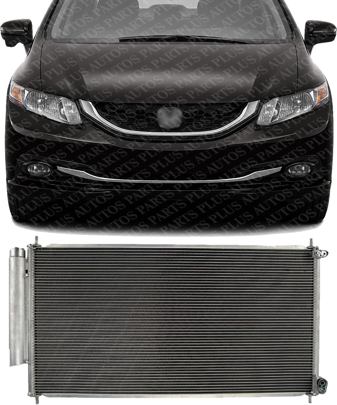 Front AC Condenser Aluminum Core Direct Replacement Compatible With 2012-2015 Honda Civic HO3030157 80110TS4T01