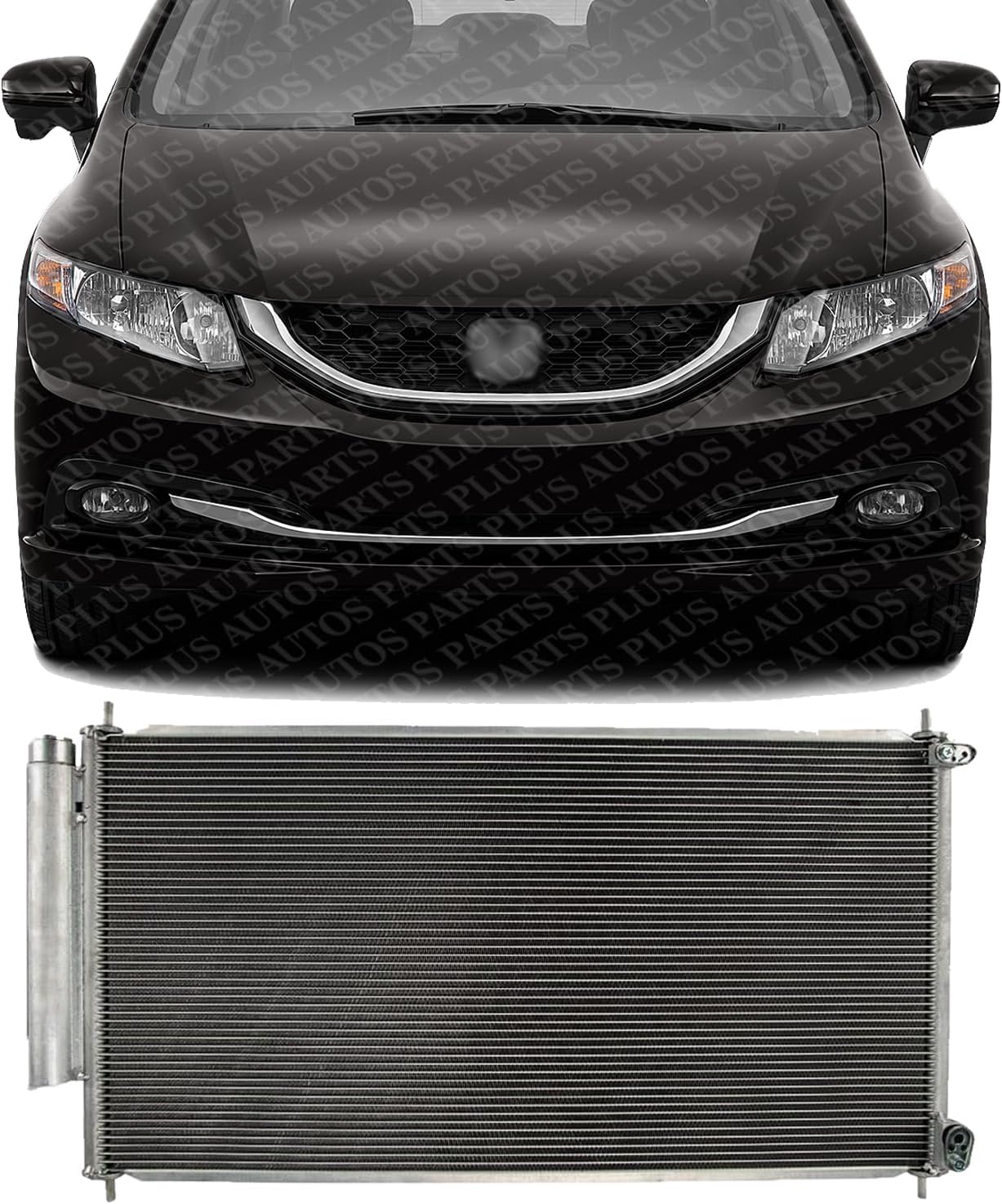 Front AC Condenser Aluminum Core Direct Replacement Compatible With 2012-2015 Honda Civic HO3030157 80110TS4T01