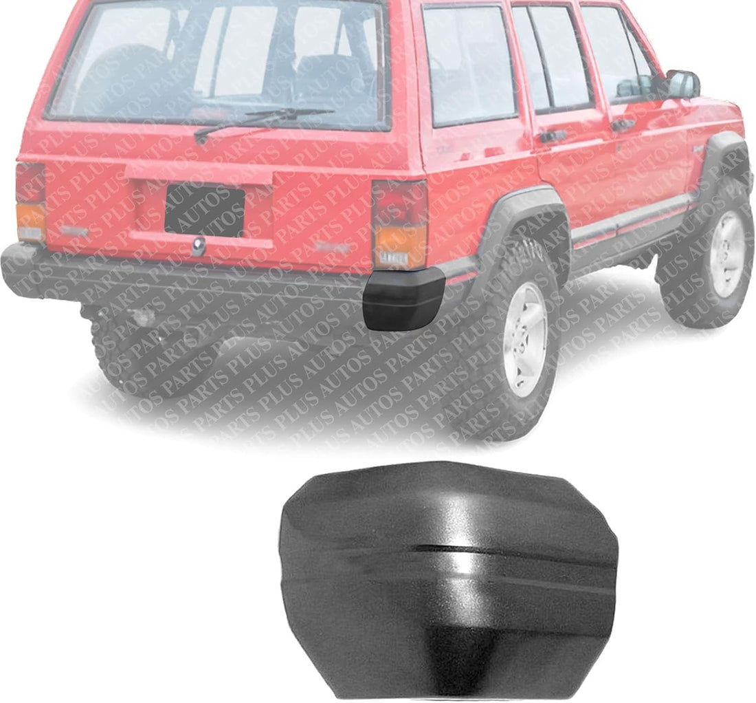 Rear Bumper End Cap Without Tire Mount Holes Textured Left Driver Side Direct Replacement Compatible With 1984-1990 Jeep Wagoneer / 1984-1996 Cherokee CH1105137 55029244