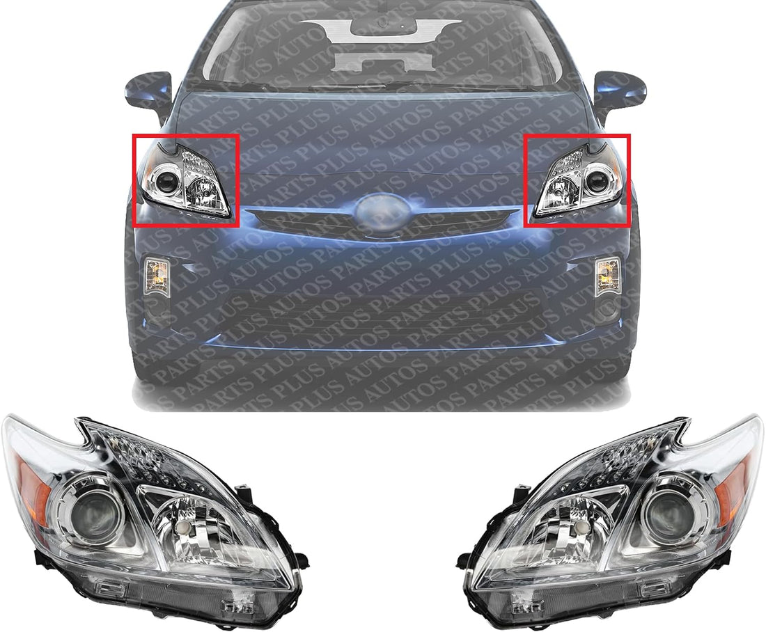 Set Of 2 Front Headlight Lens And Housing Right Passenger & Left Driver Side Direct Replacement Compatible With 2010-2011 Toyota Prius TO2518122 TO2519122 8117047211 8113047211