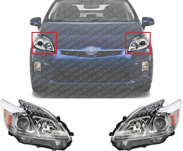 Set Of 2 Front Headlight Lens And Housing Right Passenger & Left Driver Side Direct Replacement Compatible With 2010-2011 Toyota Prius TO2518122 TO2519122 8117047211 8113047211