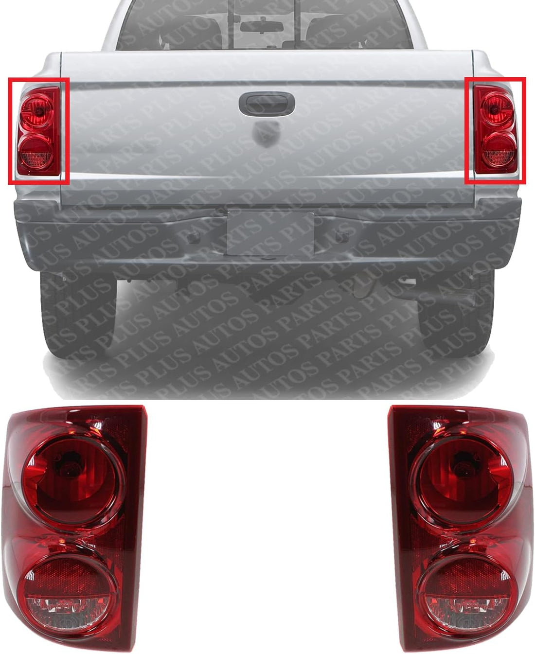 Set Of 2 Tail Light Assembly Right Passenger & Left Driver Side Direct Replacement Compatible With 2005-2010 Dodge Dakota 55077604AD-PFM 55077605AD-PFM
