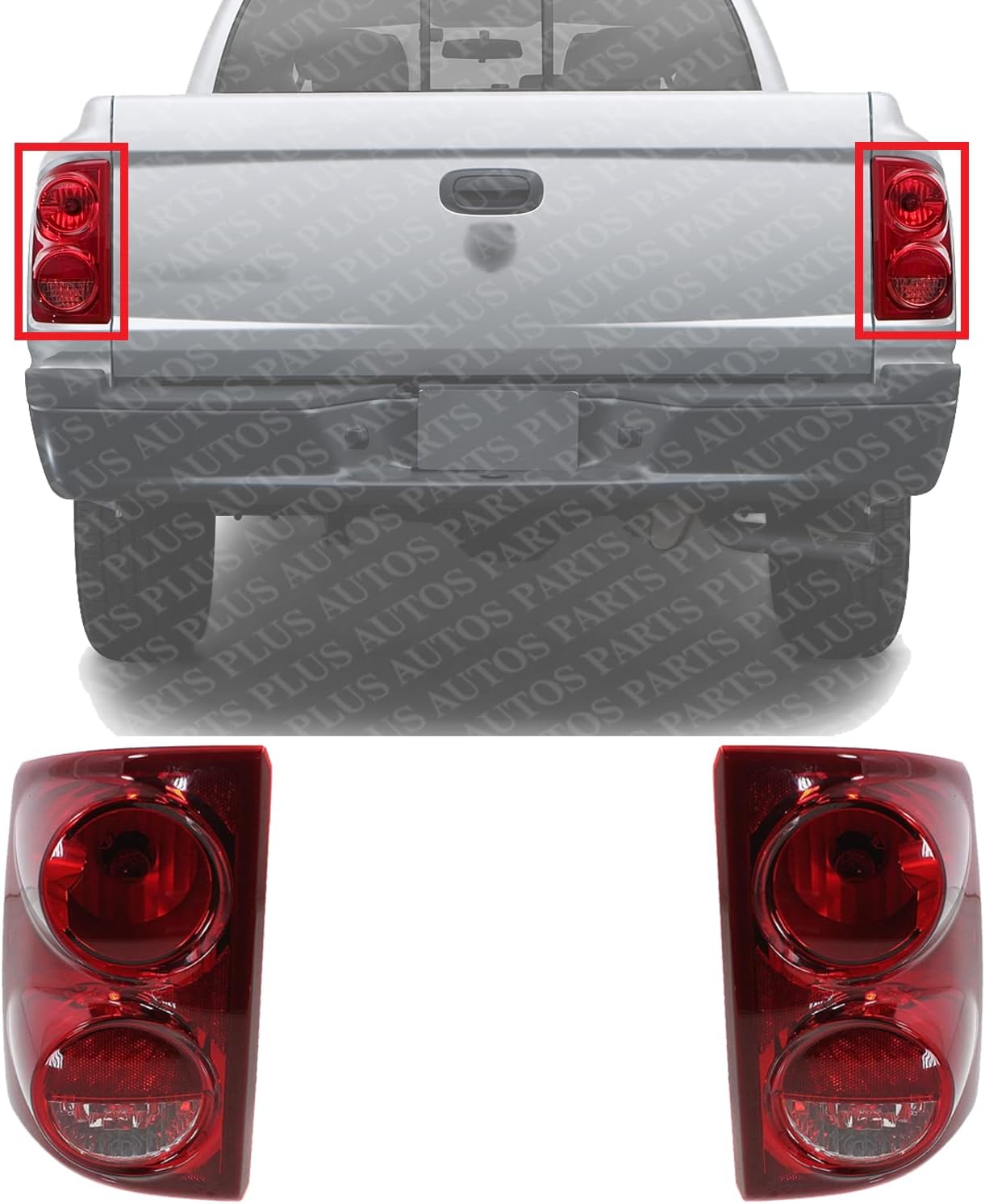 Set Of 2 Tail Light Assembly Right Passenger & Left Driver Side Direct Replacement Compatible With 2005-2010 Dodge Dakota 55077604AD-PFM 55077605AD-PFM