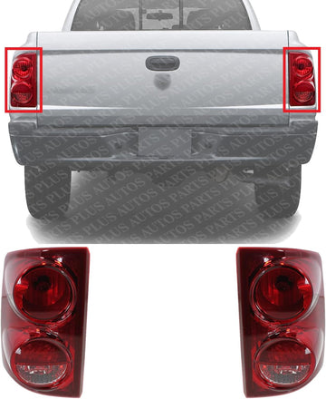 Set Of 2 Tail Light Assembly Right Passenger & Left Driver Side Direct Replacement Compatible With 2005-2010 Dodge Dakota 55077604AD-PFM 55077605AD-PFM