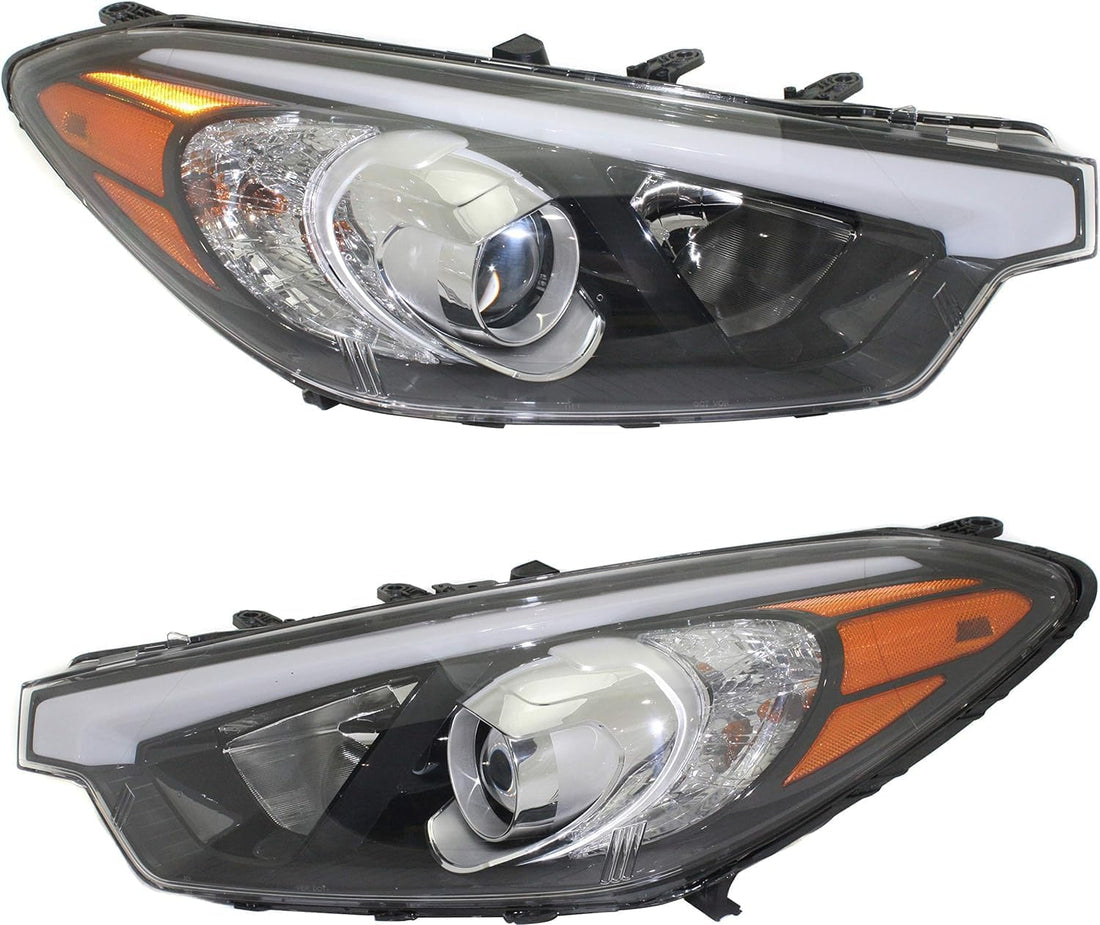 Set Of 2 Front Head Light Assembly Left Driver & Right Passenger Side Direct Replacement Compatible With 2014-2016 Kia Forte KI2503170 KI2502170 92102A7200 92101A7200