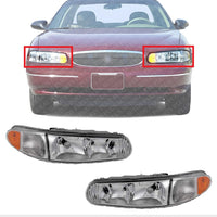 Set Of 2 Front Head Light Assembly Left Driver & Right Passenger Side Direct Replacement Compatible With 1997-2005 Buick Century / 1997-2004 Regal GM2503182 GM2502182 19244638