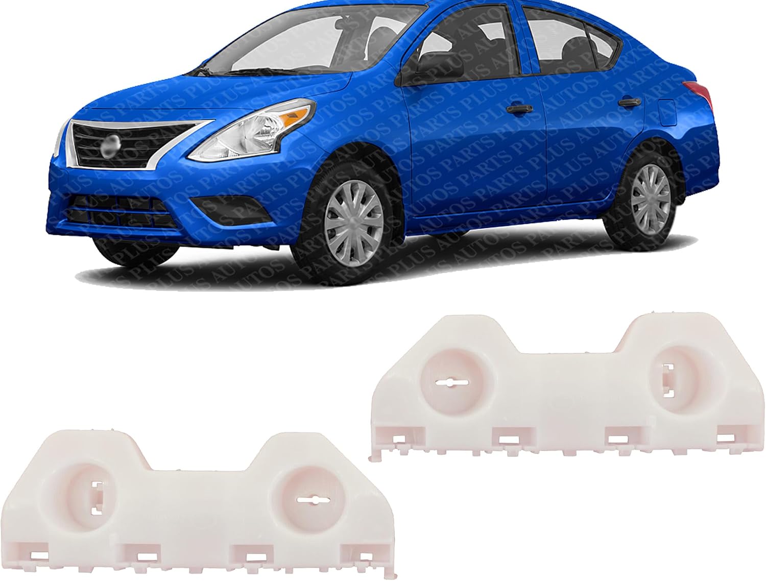 Set Of 2 Front Bumper Bracket Plastic Right Passenger & Left Driver Side Direct Replacement Compatible With 2012-2019 Nissan Versa NI1043103 NI1042103 622243BA0A 622253BA0A