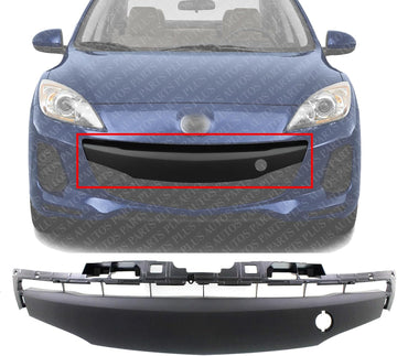Front Bumper Lower Grille Textured Gray Plastic Direct Replacement Compatible With 2012-2013 Mazda 3 MA1036117 BGV4501T2A