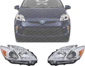 Set Of 2 Front Headlight Lens And Housing Halogen Right Passenger & Left Driver Side Direct Replacement Compatible With 2012-2015 Toyota Prius TO2519134 TO2518134 8113047520