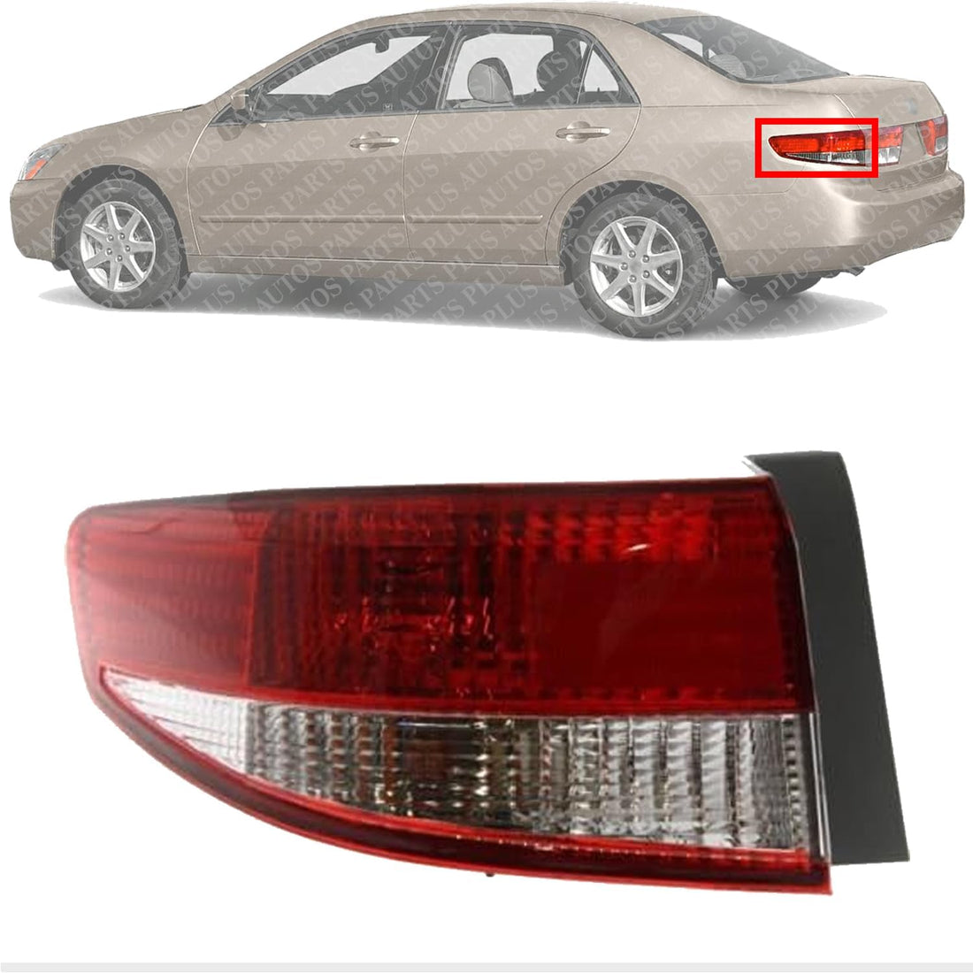 Tail Light Outer Assembly Left Driver Side Direct Replacement Compatible With 2003-2004 Honda Accord 33551SDAA01-PFM