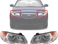 Set Of 2 Front Headlight Assembly Left Driver & Right Passenger Side Direct Replacement Compatible With 2007-2009 Hyundai Elantra HY2502138 HY2503138 921022H050 921012H050