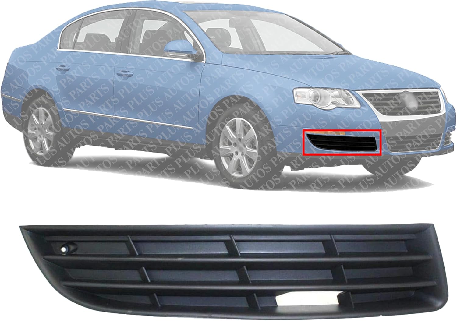 Front Fog Light Cover Black Right Passenger Side Direct Replacement Compatible With 2006-2010 Volkswagen Passat VW1039107 3C08536669B9