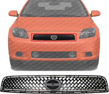 Front Grille Assembly Textured Black Shell And Insert Plastic Direct Replacement Compatible With 2008-2010 Scion tC SC1200106 5310121900 5310121110