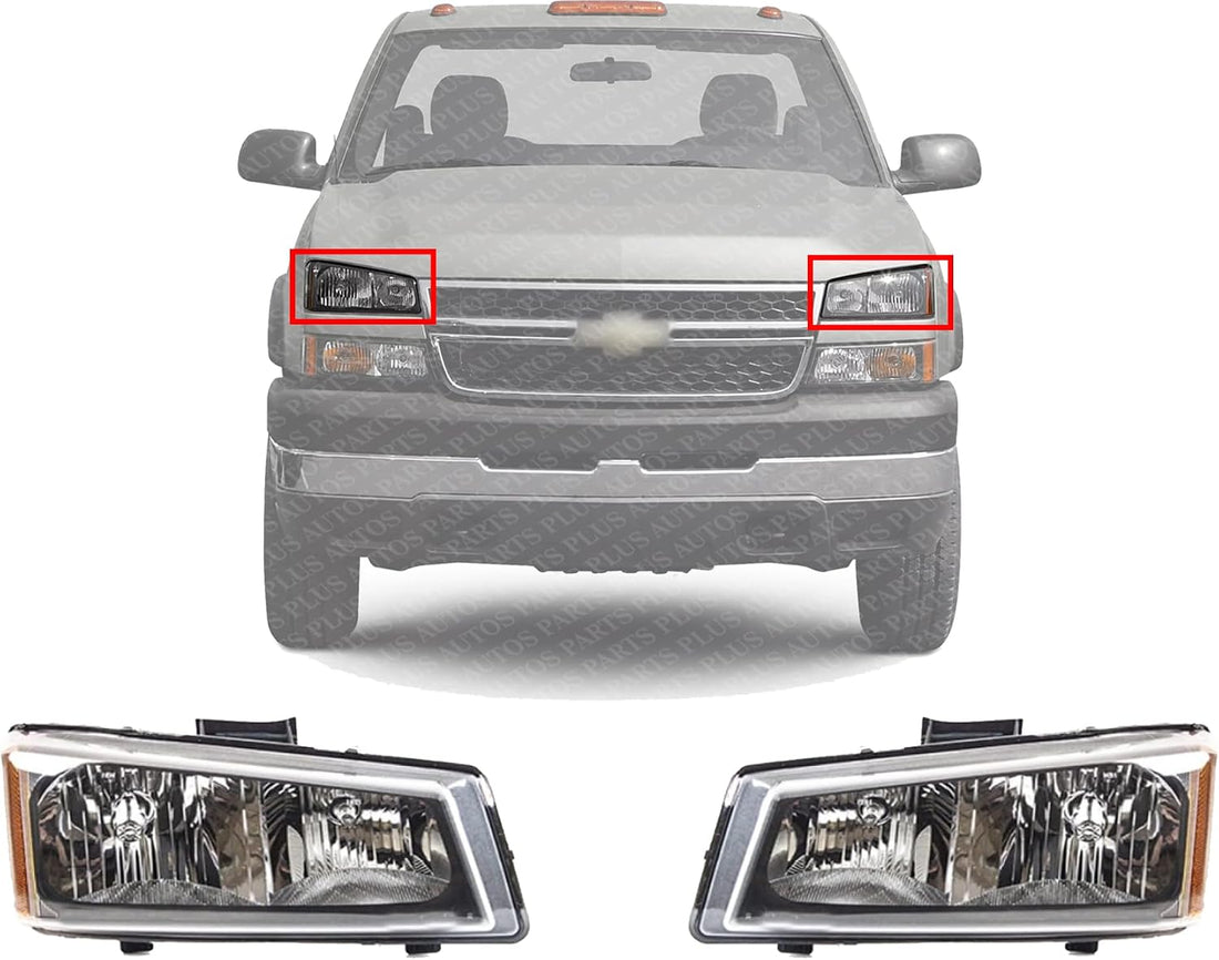 Set Of 2 Front Headlight Assembly Fluted Reflector Right Passenger & Left Driver Side Direct Replacement Compatible With 2003-2006 Chevrolet Silverado/Avalanche GM2502257 GM2503257