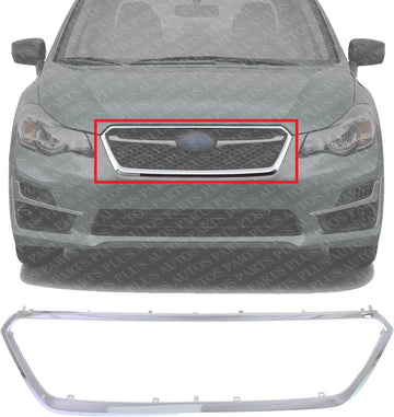 Front Grille Surround Molding Chrome Direct Replacement Compatible With 2015-2016 Subaru Impreza / 2013-2015 XV Crosstrek SU1202100 91123FJ050