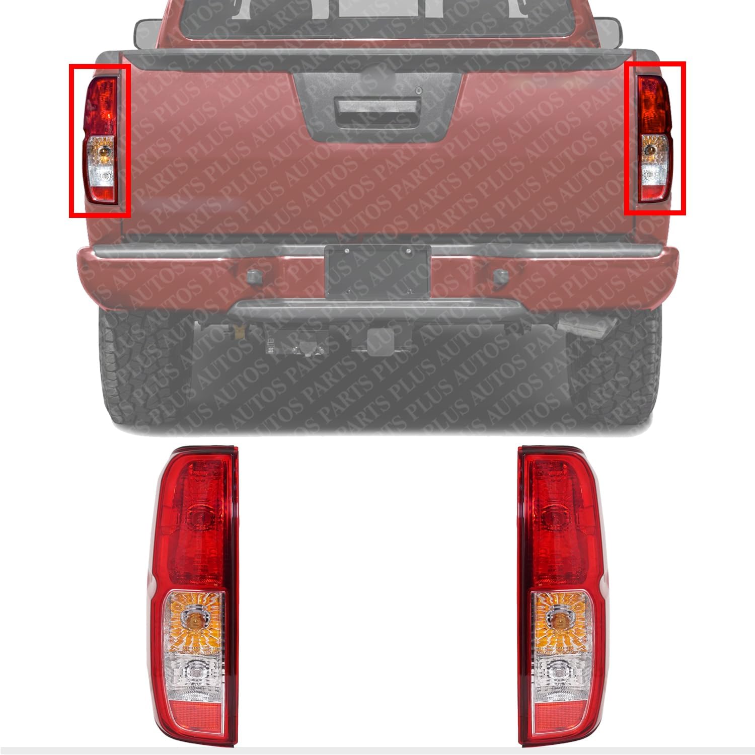 Set Of 2 Tail Light Assembly Left Driver & Right Passenger Side Direct Replacement Compatible With 2005-2014 Nissan Frontier NI2800170 NI2801170 26550EA825 26555EA825