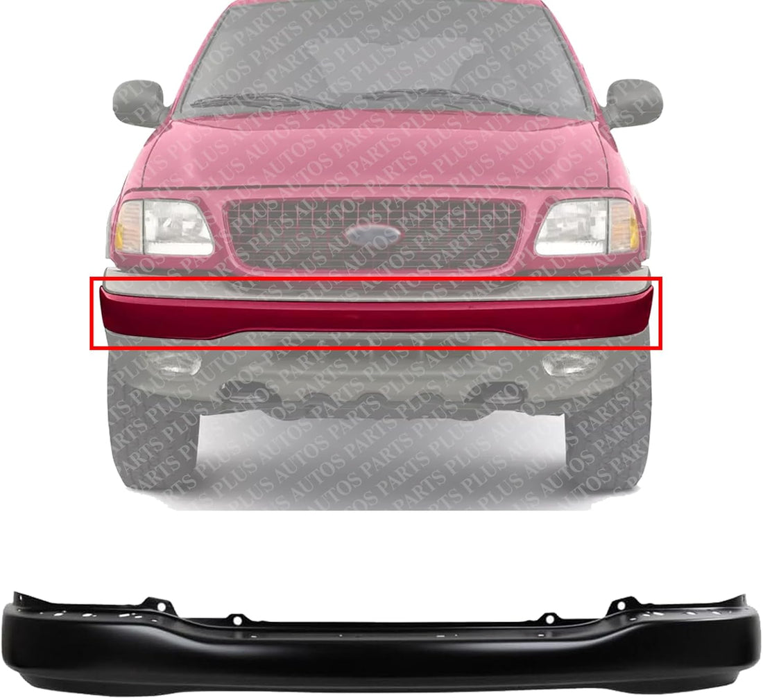 Front Bumper Primed Steel With Pad Holes Direct Replacement Compatible With 1999-2002 Ford Expedition / 1999-2004 F-150 FO1002357 YL3Z17757CAA