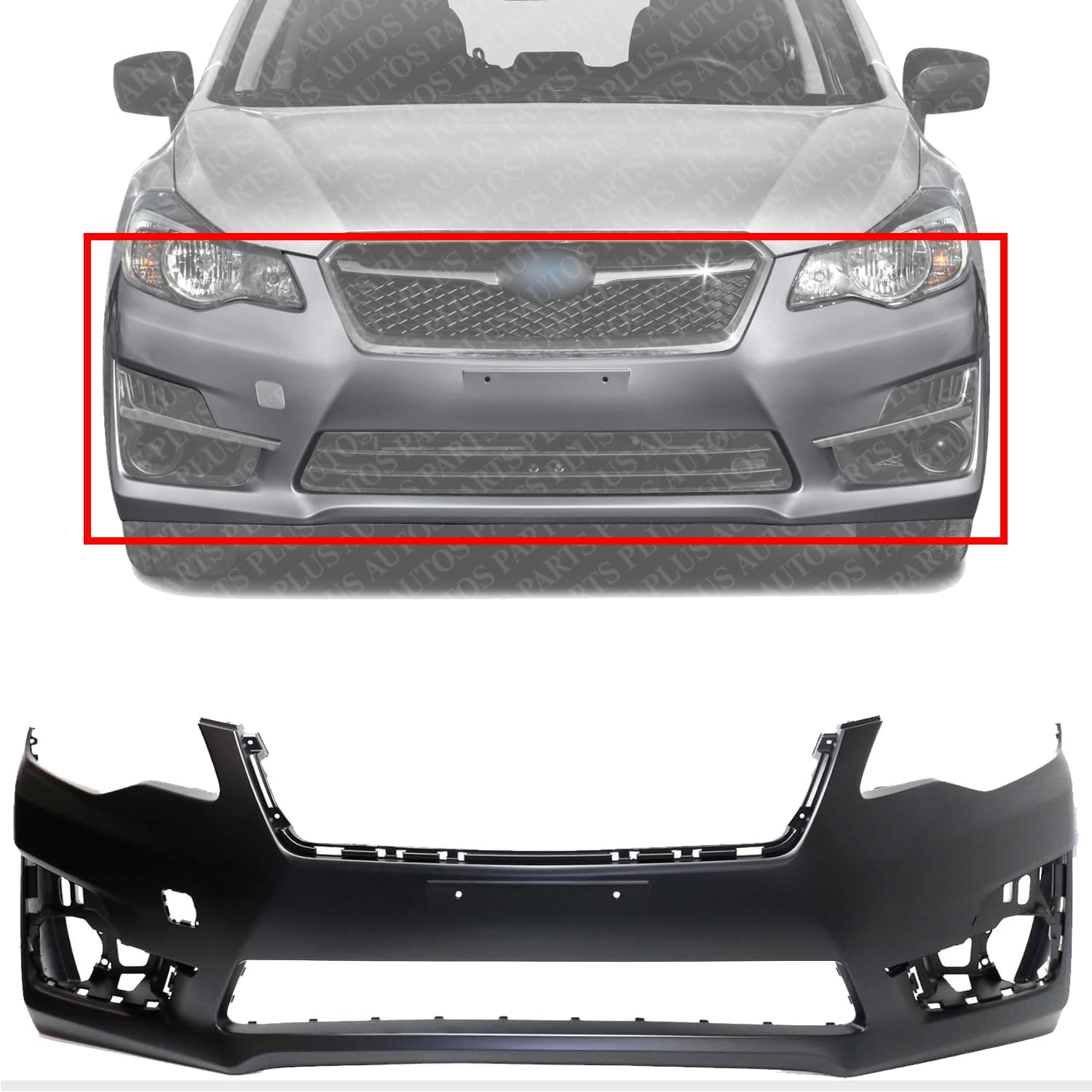 Front Bumper Cover Primed Direct Replacement Compatible With 2015-2016 Subaru Impreza SU1000179 57704FJ050