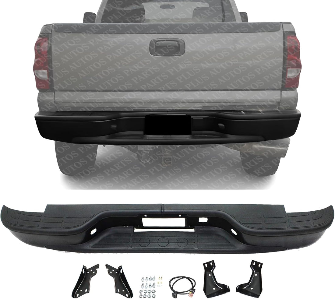 Rear Step Bumper Assembly Primed Steel Direct Replacement Compatible With 1999-2005 Chevrolet Silverado/GMC Sierra GM1103125 19121286-PFM