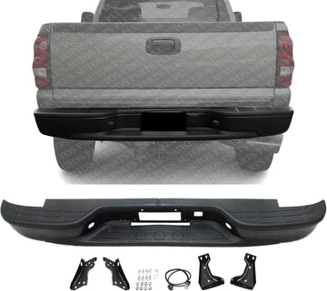 Rear Step Bumper Assembly Primed Steel Direct Replacement Compatible With 1999-2005 Chevrolet Silverado/GMC Sierra GM1103125 19121286-PFM
