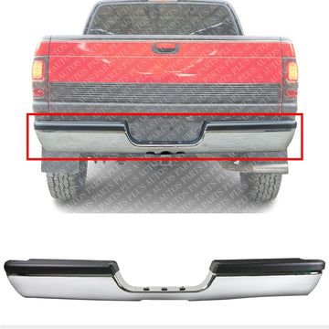 Rear Bumper Chrome With Step Pad Provision Without Mounting Bracket Direct Replacement Compatible With 1994-2001 Dodge Ram 1500/1994-2002 2500 3500 CH1102328 82401316