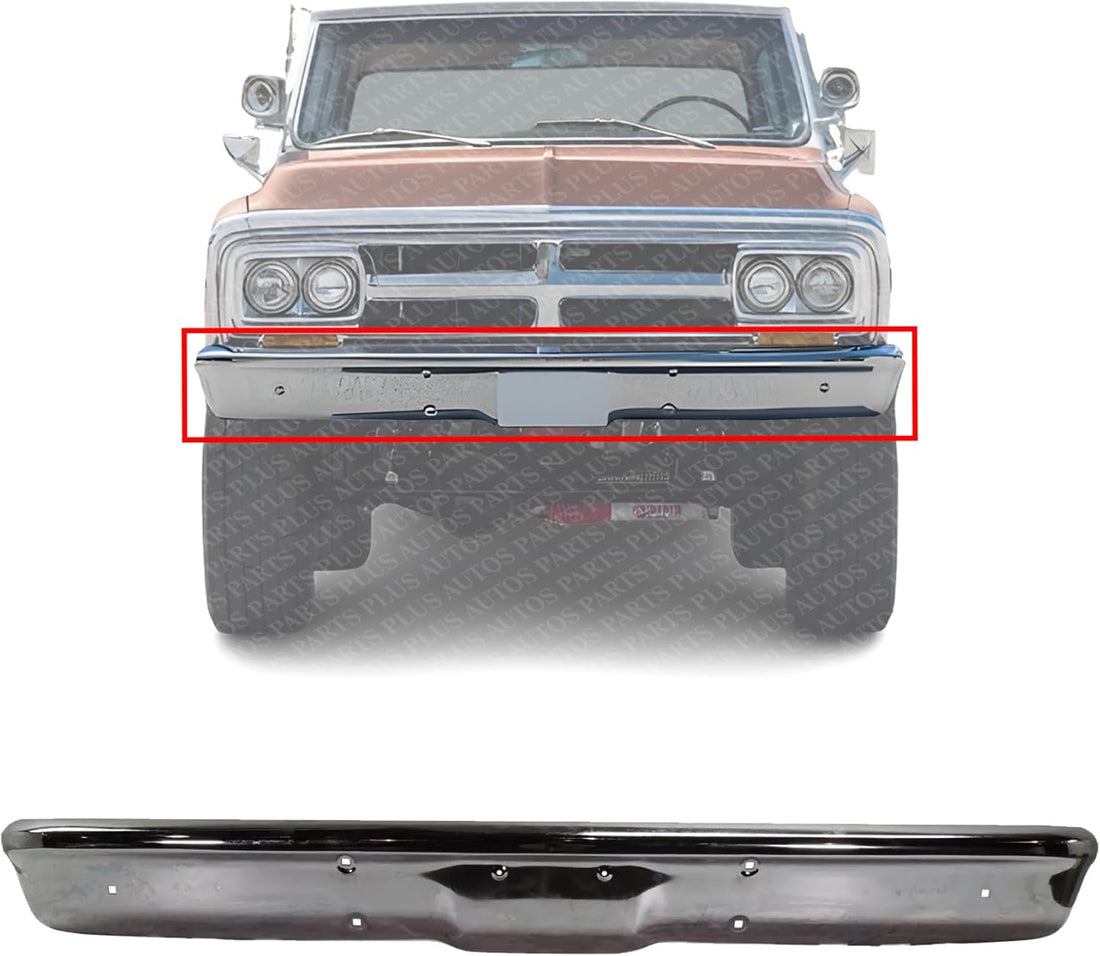 Front Bumper Chrome Steel Direct Replacement Compatible With 1967-1970 Chevrolet & GMC C/K Series Full Size Pickup GM1002350 3884701
