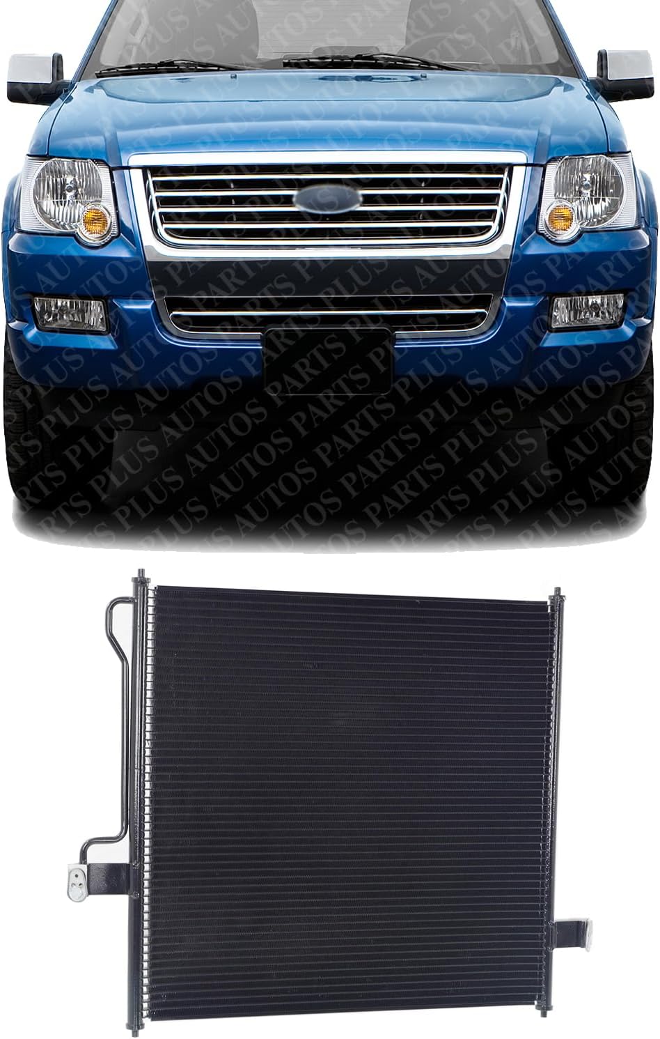 Front A/C Condenser Aluminum Core Direct Replacement Compatible With 2002-2010 Ford Explorer FO3030139 1L2Z19712AA