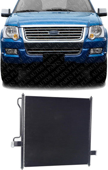 Front A/C Condenser Aluminum Core Direct Replacement Compatible With 2002-2010 Ford Explorer FO3030139 1L2Z19712AA