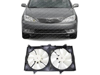 Front Radiator Dual Fan Assembly Plastic Direct Replacement Compatible with 2002-2003 Lexus ES300 / 2002-2006 Toyota Camry TO3115129 163630A180 167110A170 163610A120