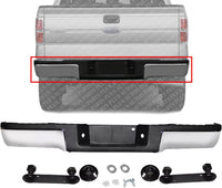 Rear Bumper Face Bar Chrome Steel Without Sensor Holes & Towing package Direct Replacement Compatible With 2009-2014 Ford F-150 FO1103160 9L3Z17906A-PFM 9L3Z17906A