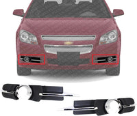 Set Of 2 Front Fog Light Molding Primed With Chrome Trim Left Driver & Right Passenger Side Direct Replacement Compatible With 2008-2012 Chevrolet Malibu GM1039115 GM1038115 25905342