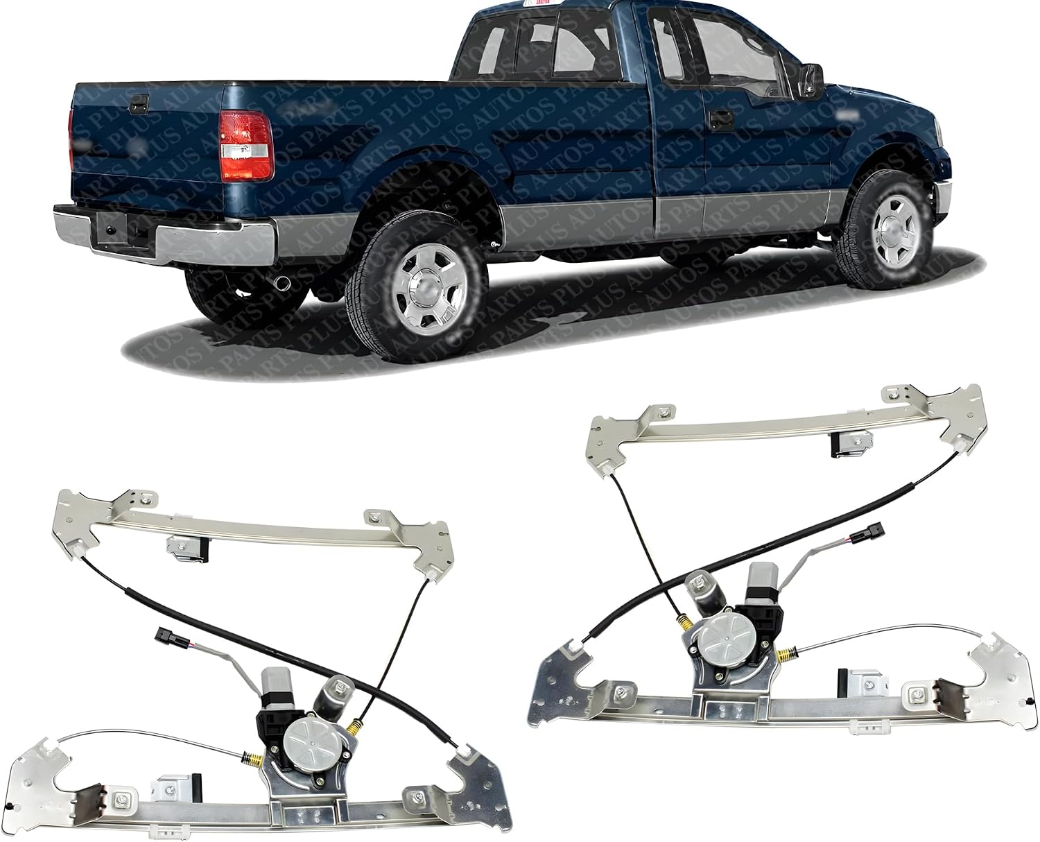 Set of 2 Rear Power Window Regulator with Moter Left Driver & Right Passenger Side Direct Replacement Compatible with 2004-2008 Ford F-150/2006-2008 Lincoln Mark LT FO1551126