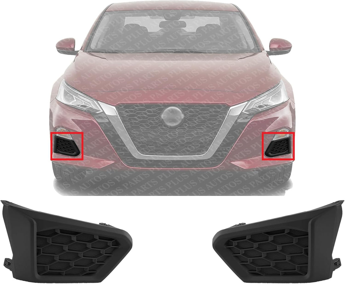 Set Of 2 Front Fog Light Cover Textured Plastic Left Driver & Right Passenger Side Direct Replacement Compatible With 2019-2022 Nissan Altima NI1039163 NI1038163