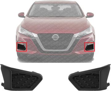 Set Of 2 Front Fog Light Cover Textured Plastic Left Driver & Right Passenger Side Direct Replacement Compatible With 2019-2022 Nissan Altima NI1039163 NI1038163
