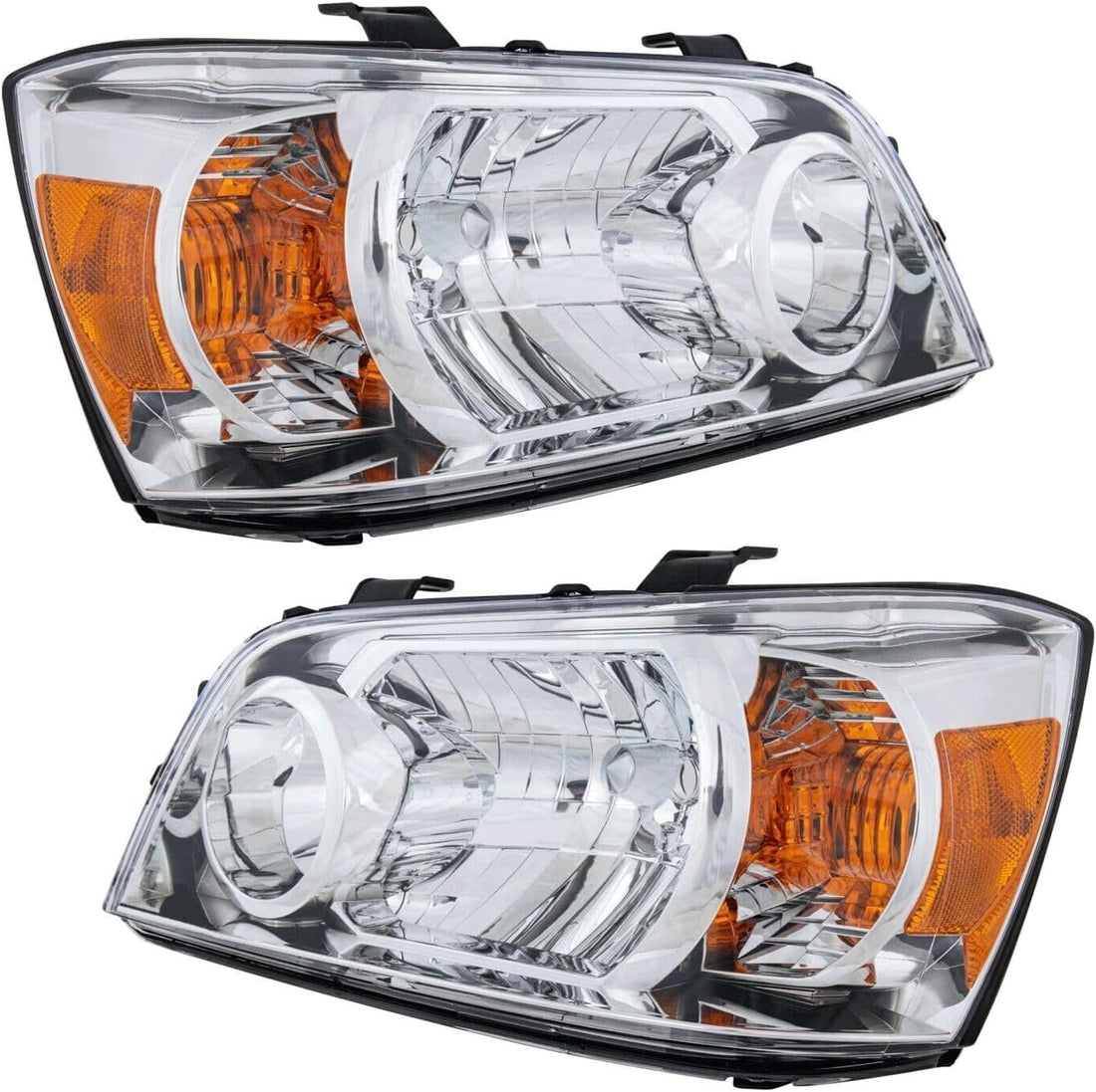 Set Of 2 Front Head Light Lens And Housing Right Passenger & Left Driver Side Direct Replacement Compatible With 2007 Toyota Highlander TO2518111 TO2519111 8113048550 8117048550