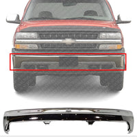 Front Bumper Chrome Steel With Brackets Direct Replacement Compatible With 1999-2002 Chevrolet Silverado / 2000-2006 Tahoe GM1003127 12336026-PFM