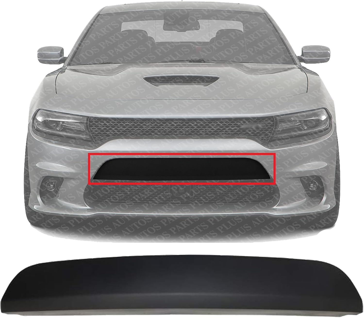 Front Bumper Molding Applique Textured With Hood Scoop Direct Replacement Compatible With 2015-2022 Dodge Charger CH1044124 68225517AA