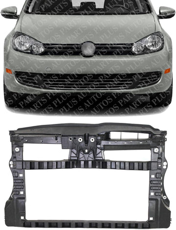 Front Radiator Support Assembly Plastic With Steel Direct Replacement Compatible With 2010-2014 Volkswagen Golf/GTI VW1225131 5K0805588G