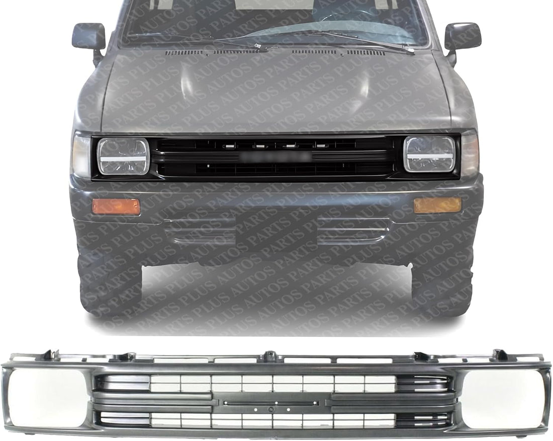 Front Grille Assembly Painted Silver Shell And Insert Plastic Direct Replacement Compatible With 1989-1991 Toyota Pickup TO1200137 5311189135