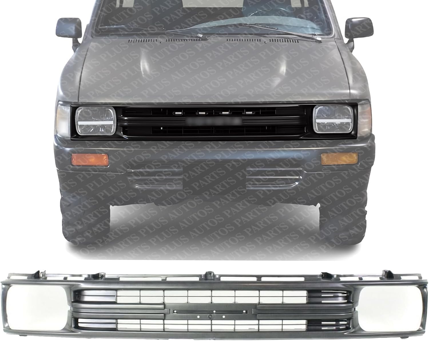 Front Grille Assembly Painted Silver Shell And Insert Plastic Direct Replacement Compatible With 1989-1991 Toyota Pickup TO1200137 5311189135