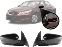 Set Of 2 Front Power Mirrors Manual Folding Non-Heated Primed Left Driver & Right Passenger Side Direct Replacement Compatible With 2008-2012 Honda Accord HO1320230 HO1321230